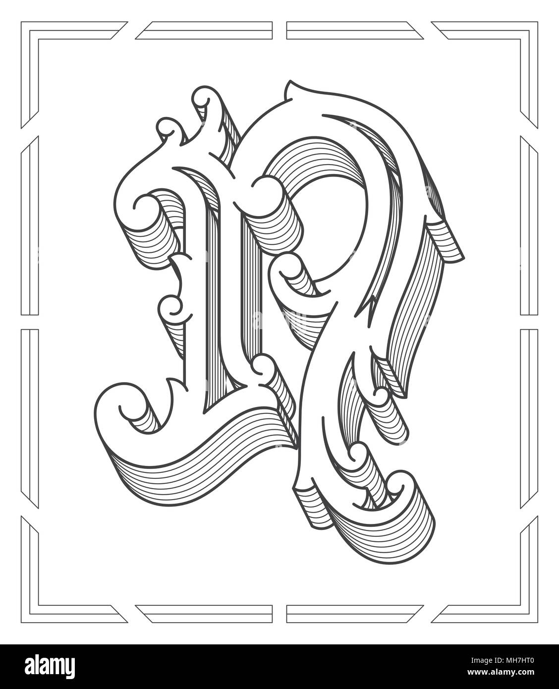 Si tratta di un nero su bianco illustrazione vettoriale della capitale lettera N Illustrazione Vettoriale