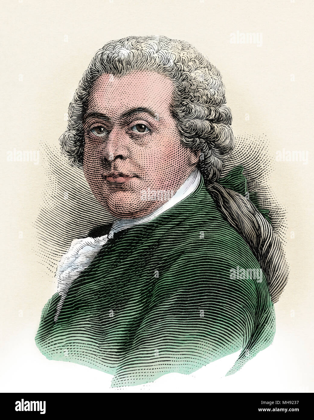 John Adams, Primo Vice Presidente degli Stati Uniti Colorate a mano la xilografia Foto Stock