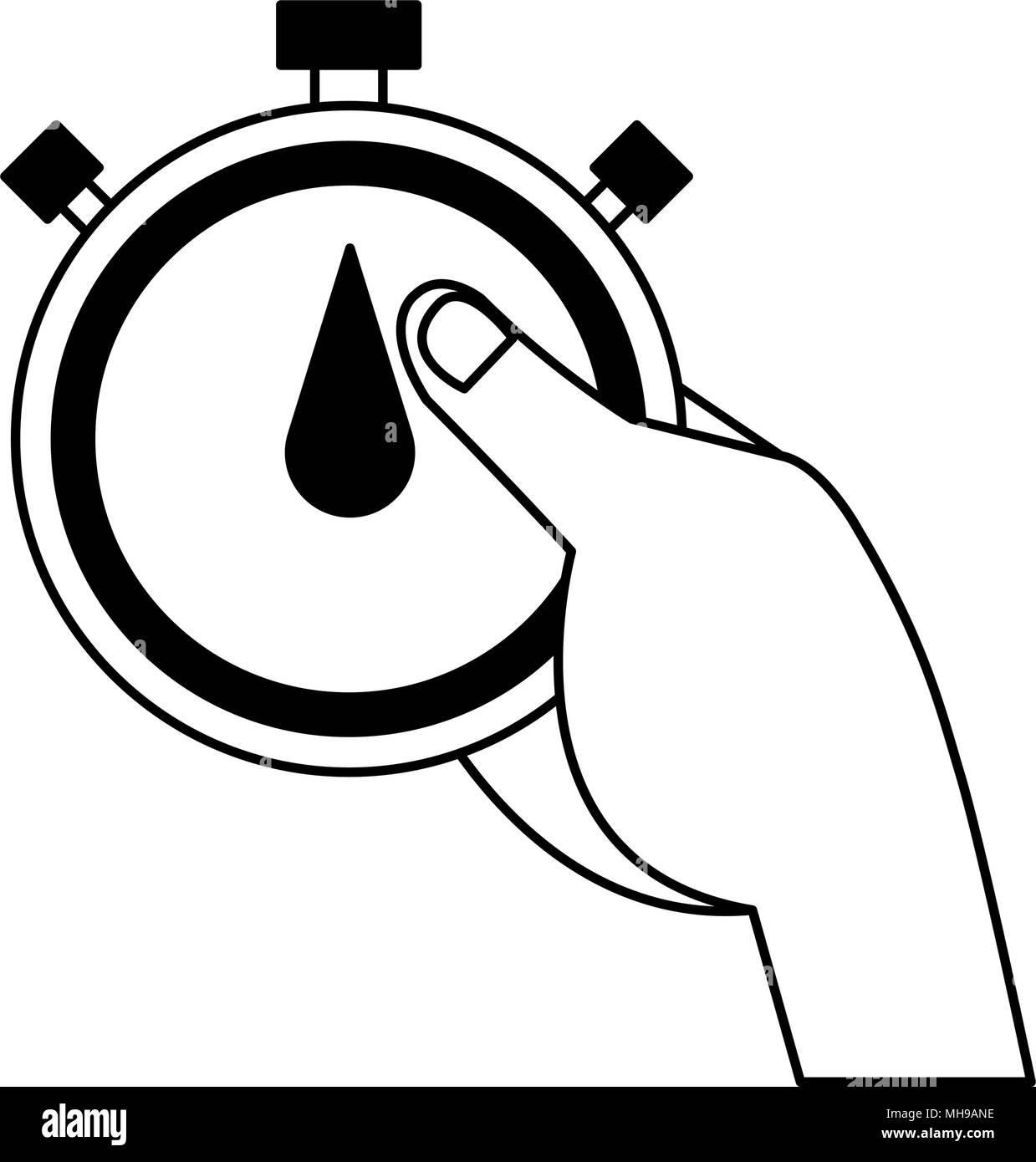 Orologio simbolo sul i colori nero e bianco Illustrazione Vettoriale