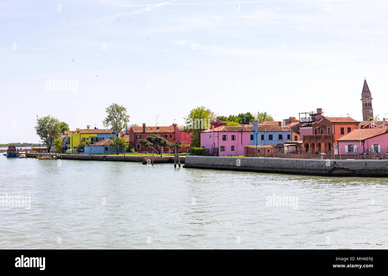 Vista del villaggio di Burano, quartiere di Venezia, Veneto, Italia Foto Stock