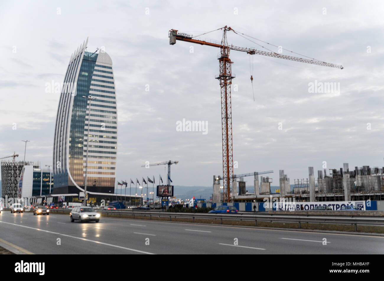 La costruzione di nuovi edifici in Tsarigradsko Shose, Sofia, Bulgaria Foto Stock