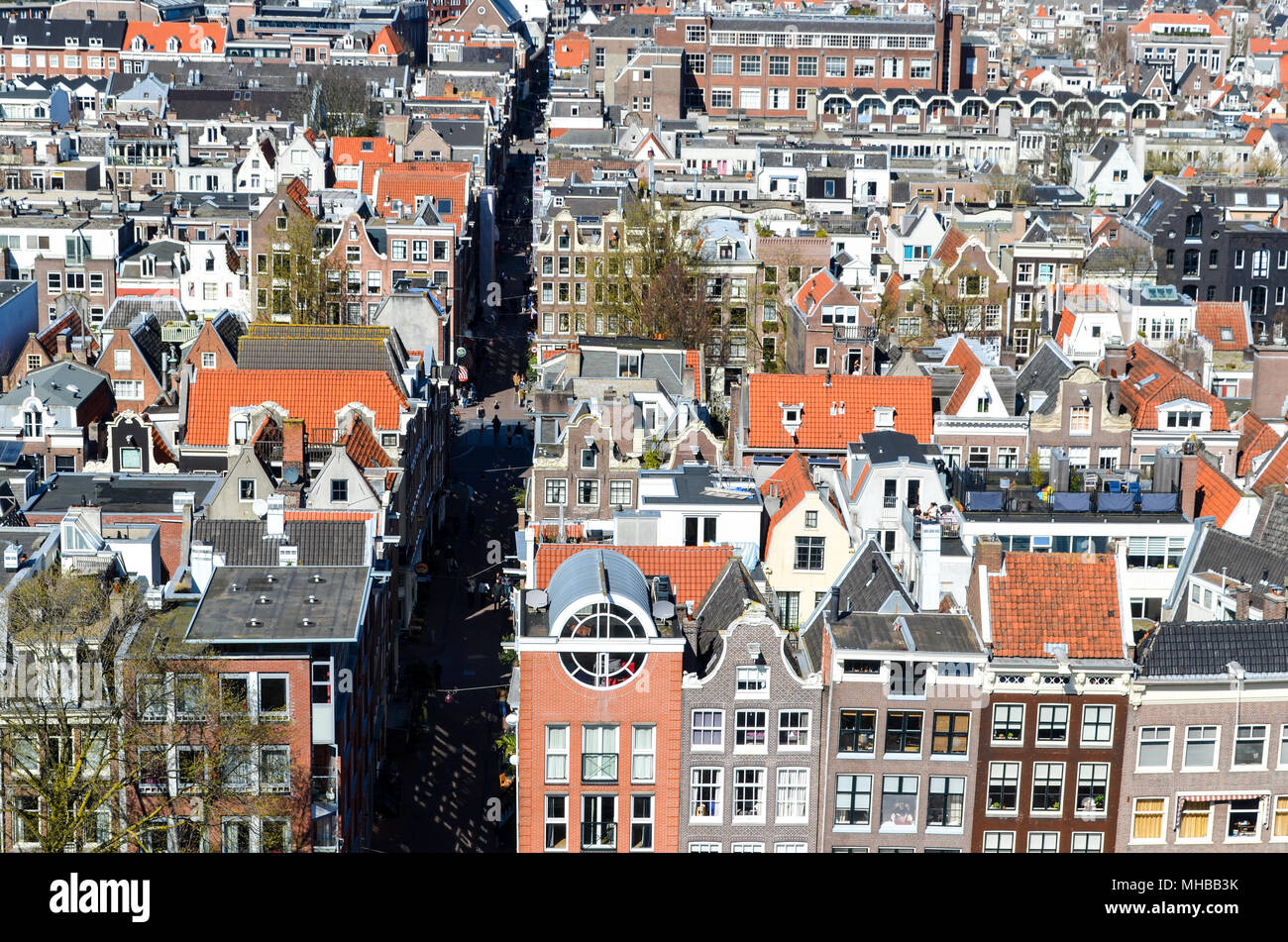 Vista aerea di Amsterdam (quartiere Jordaan), Amsterdam, Paesi Bassi Foto Stock