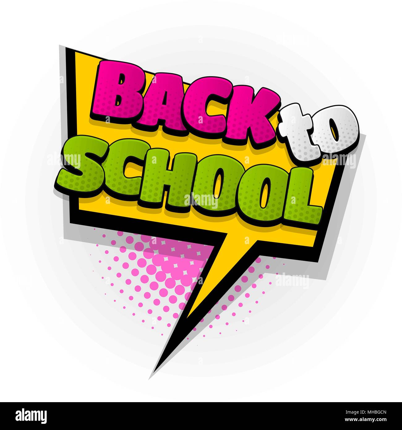 Si torna a scuola fumetto testo pop art Illustrazione Vettoriale
