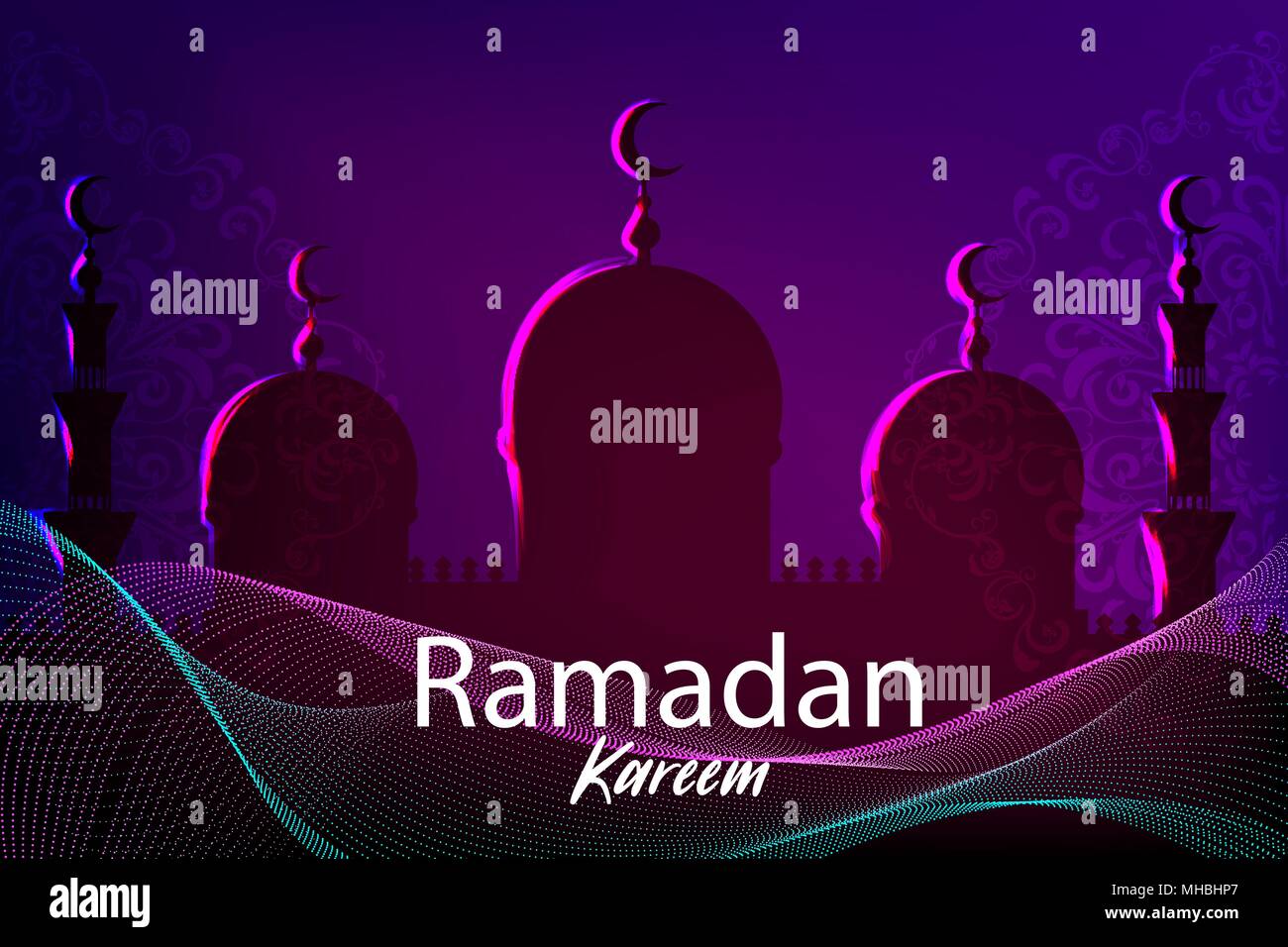 Il Ramadan Kareem islamica della scheda Messaggi di saluto Illustrazione Vettoriale