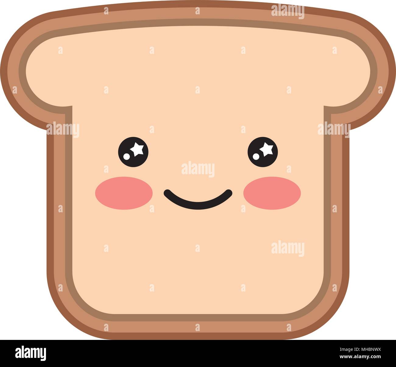 Kawaii felice fetta di pane cartoon illustrazione vettoriale Illustrazione Vettoriale