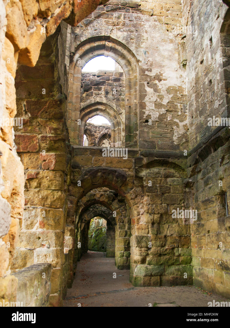 Dettaglio del gotico rovine del monastero di Oybin in Germania Foto Stock