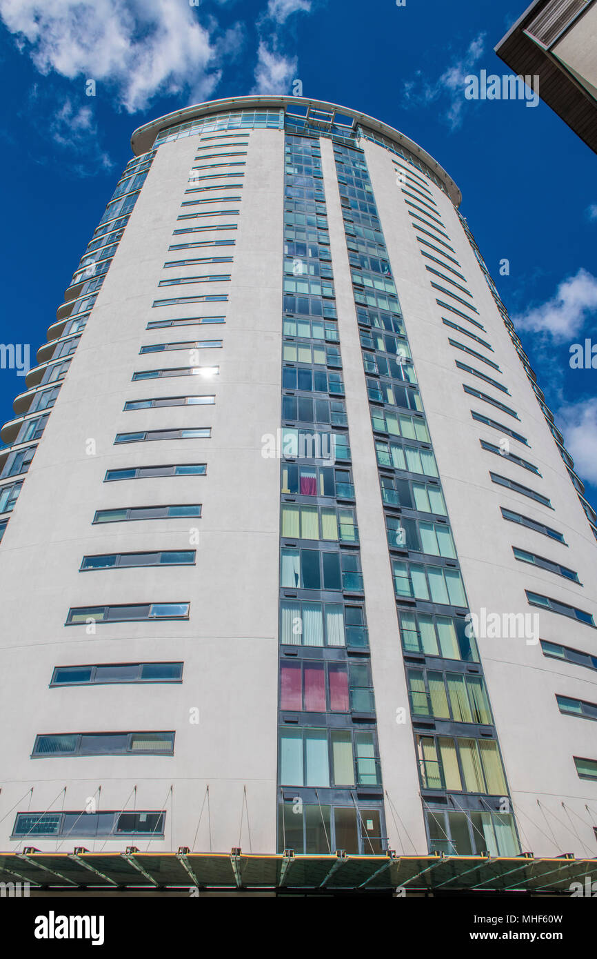 La torre chiave meridiano Swansea Marina South Wales Foto Stock