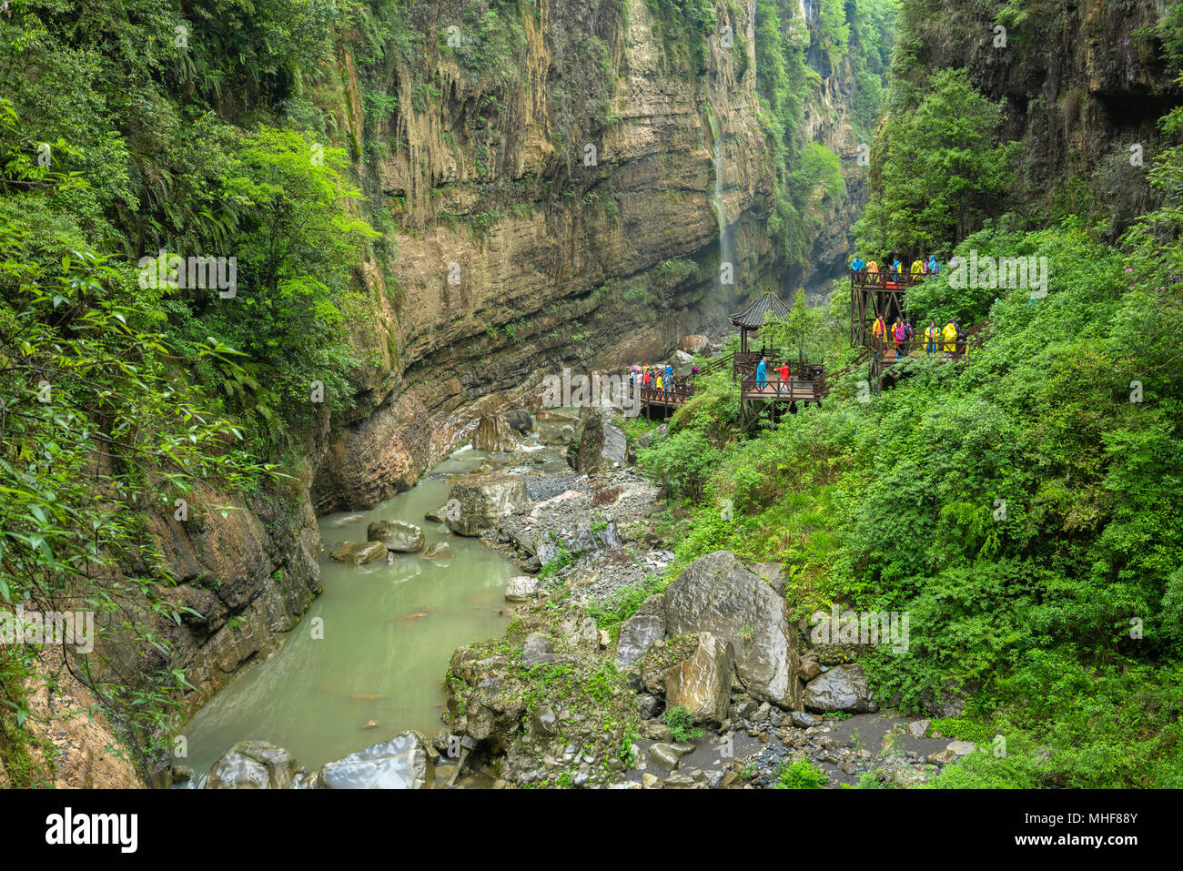 Vista del fondo della Mufu Grand Canyon in Enshi Hubei Cina Foto Stock