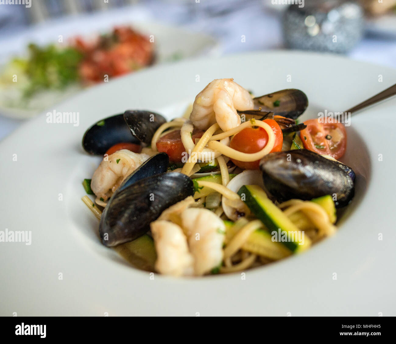 Frutti di mare Linguine Foto Stock