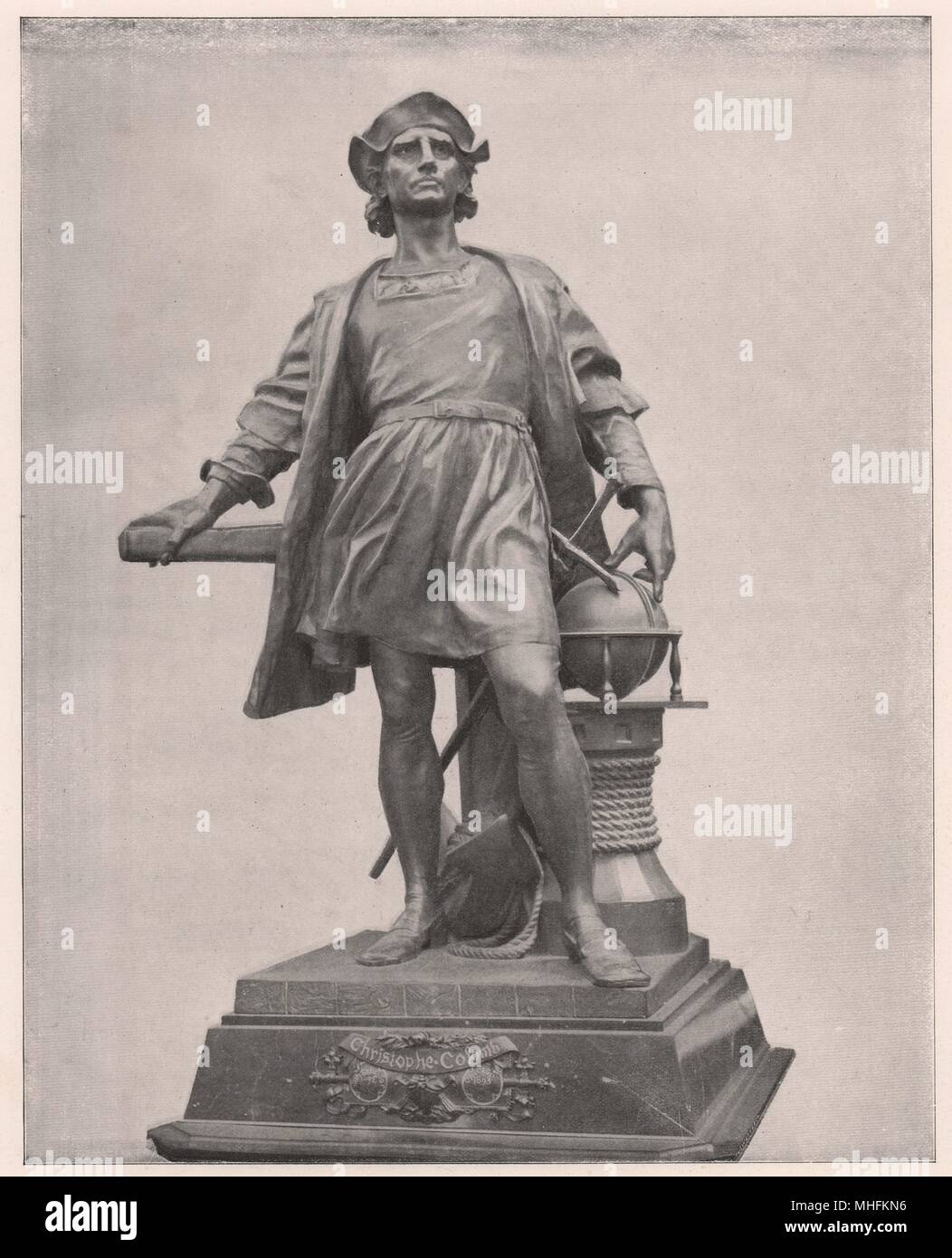 L'Admiral al timone - Tra i bronzi di arte da Parigi è la squisita sopra la figura di Cristoforo Colombo Foto Stock