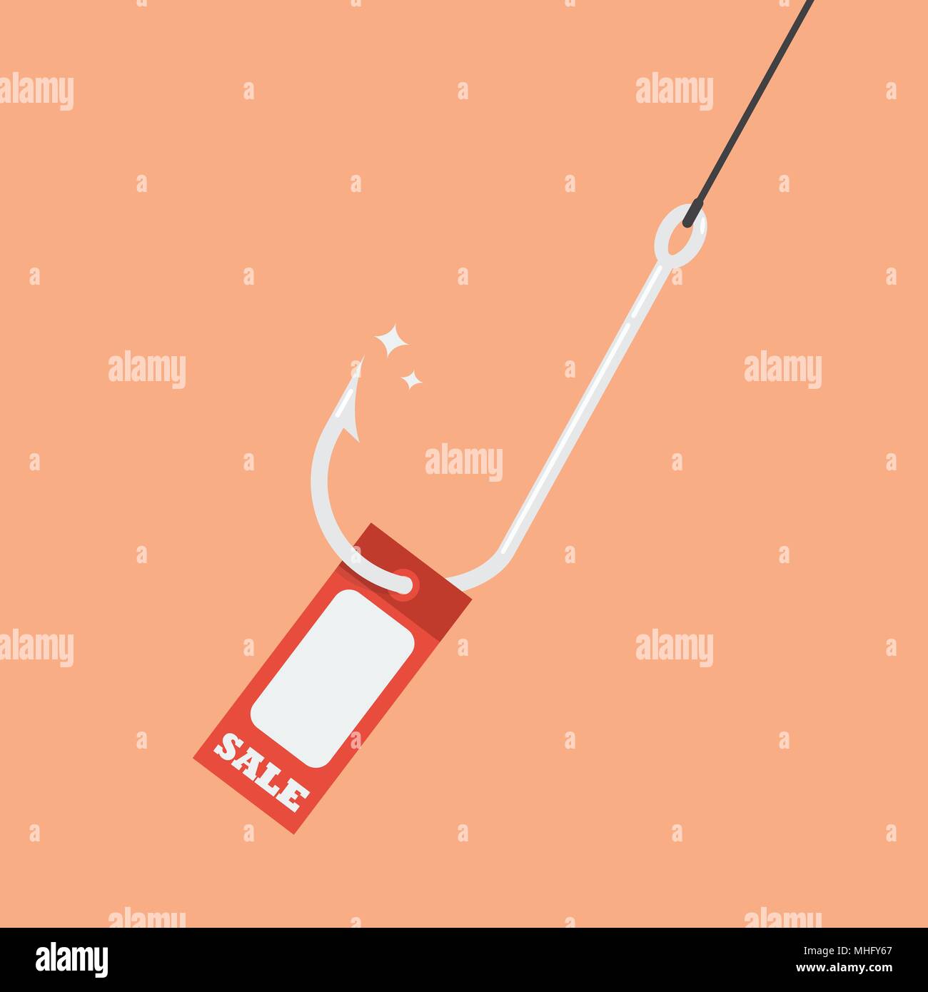 Fishhook con vendita tag. Il concetto di business Illustrazione Vettoriale