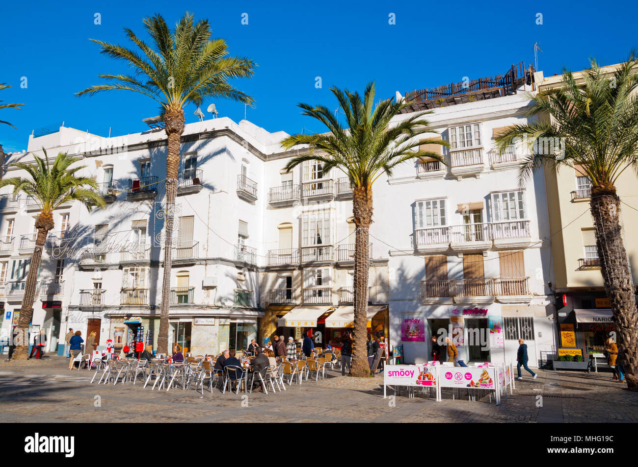Plaza de la Catedral, Cadice, Andalusia, Spagna Foto Stock