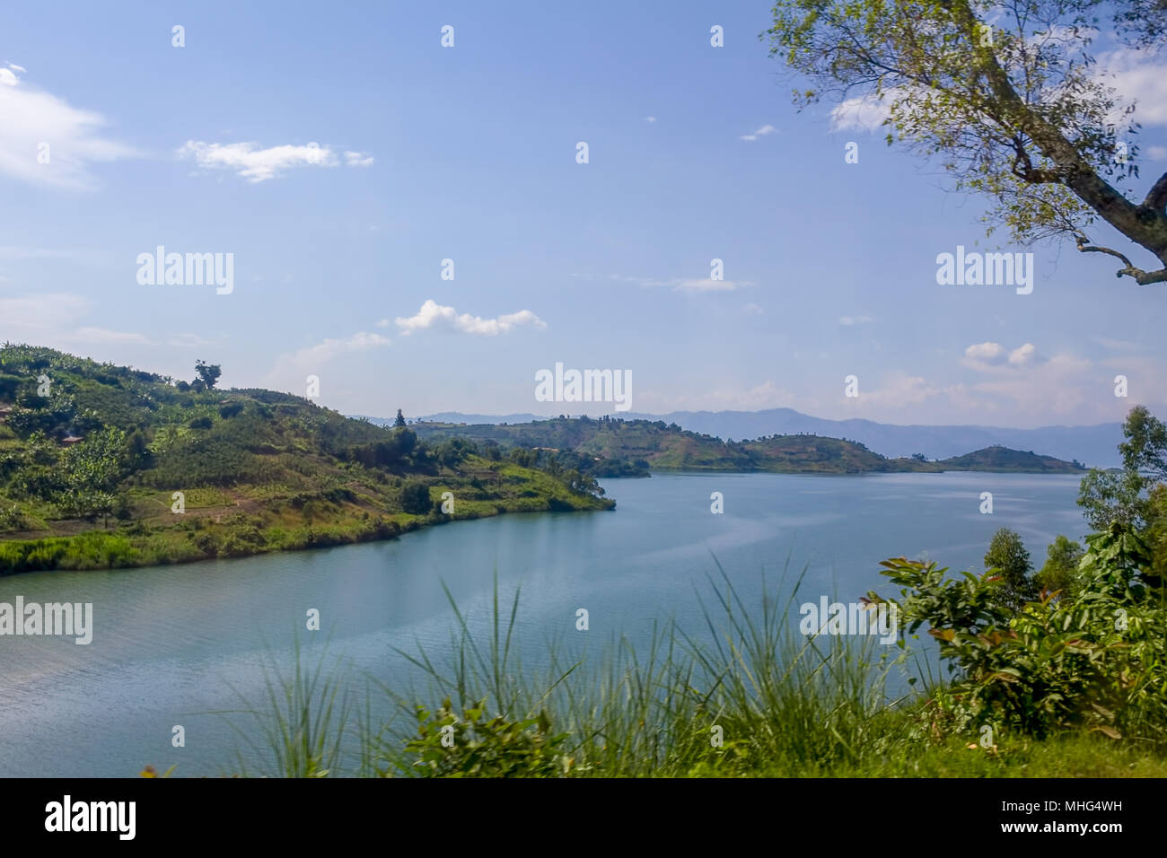 Il lago Kivu, uno dei più grandi dei Grandi Laghi africani, in Ruanda Foto Stock