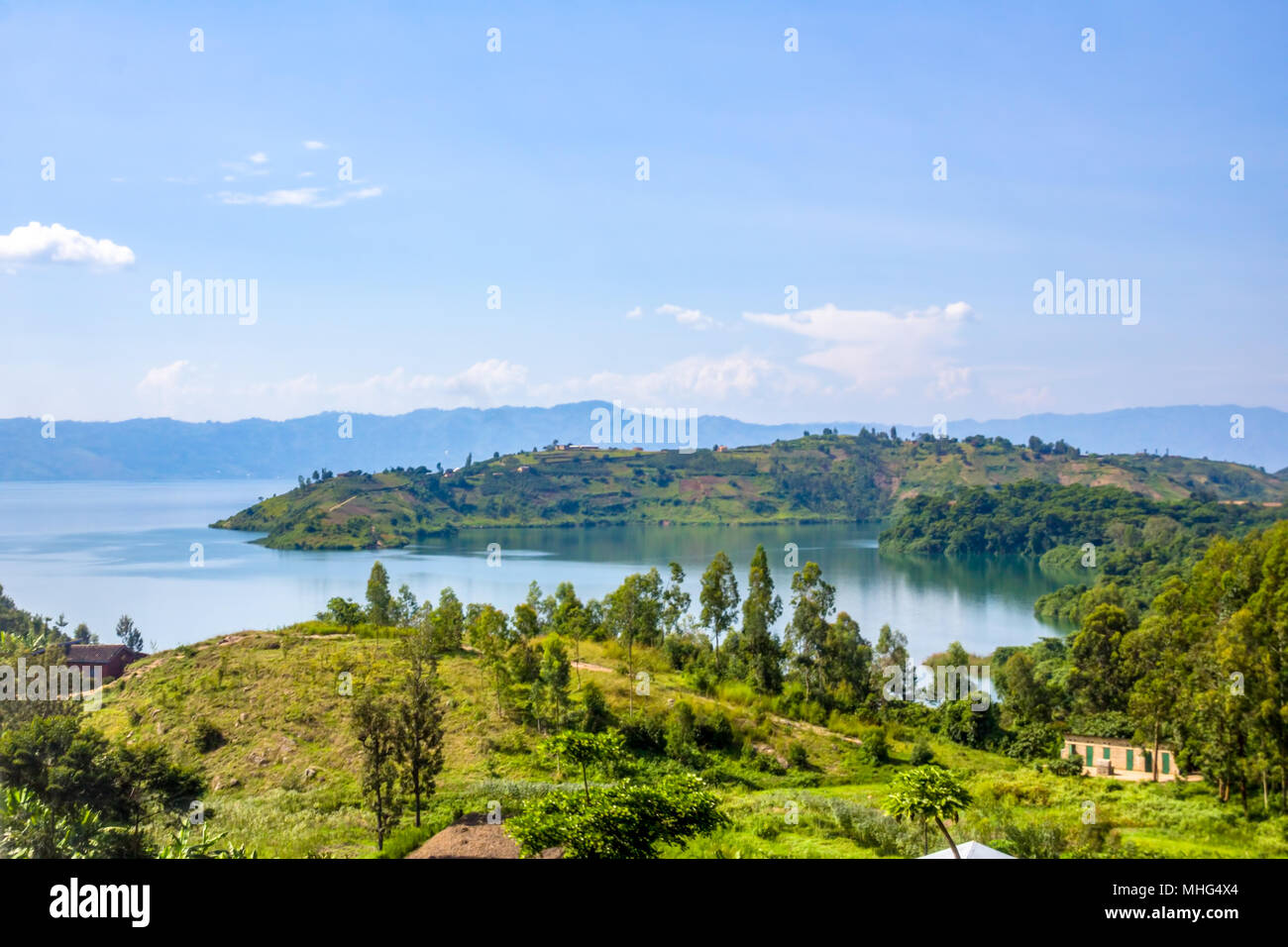 Il lago Kivu, uno dei più grandi dei Grandi Laghi africani, in Ruanda Foto Stock