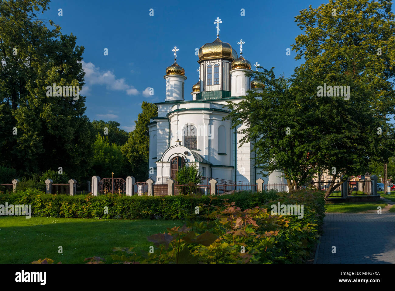 Sokolka, la Chiesa Ortodossa dedicata a San. Alexander Nevsky dal 1830, Podlasie, Polonia. Foto Stock