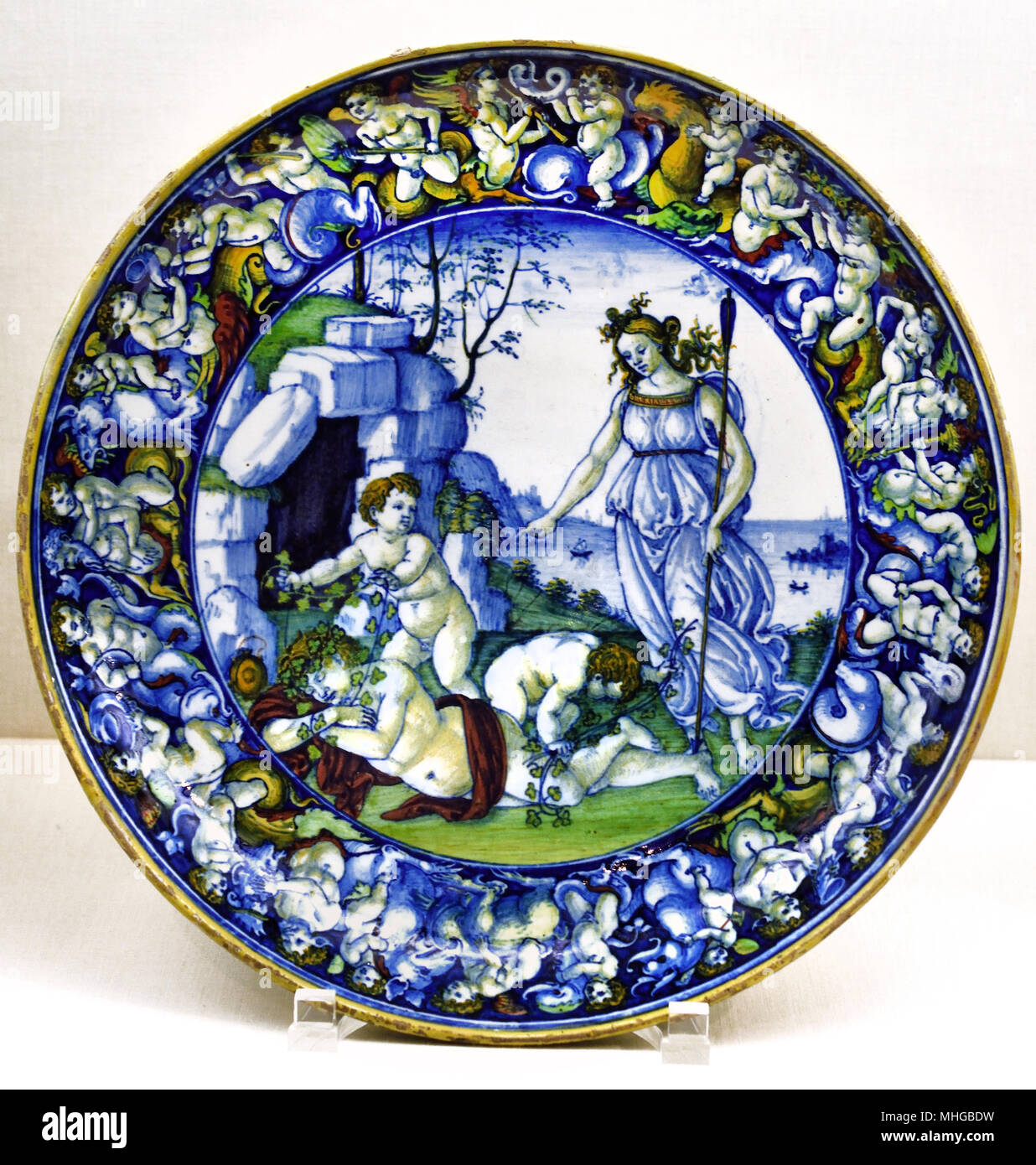 Piatto italiano la prima metà del XVI secolo Italia Cafaggiolo ( Maiolica ) Foto Stock