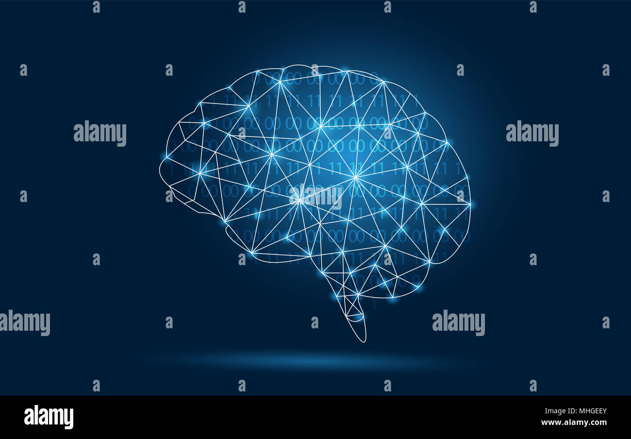 Cervello Graphic Binary tecnologia Blu Foto Stock
