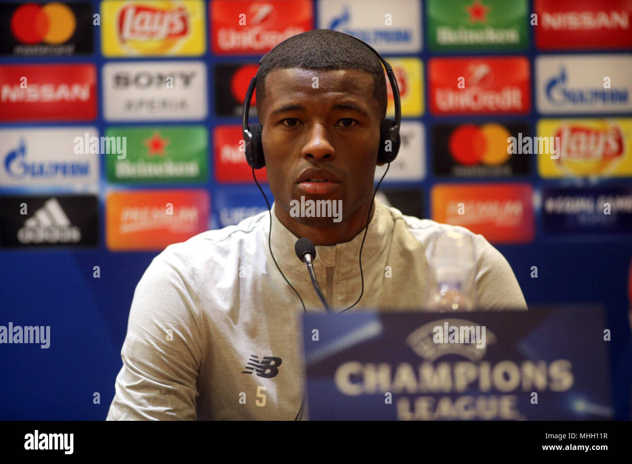 Roma, Italia. 01 Maggio, 2018. 01.05.2018. Roma, Italia: Georginio Wijnaldum durante la conferenza stampa prima della UEFA Champions League come Roma vs Liverpool in stadio Olimpico di Roma. Credit: Indipendente Agenzia fotografica/Alamy Live News Foto Stock