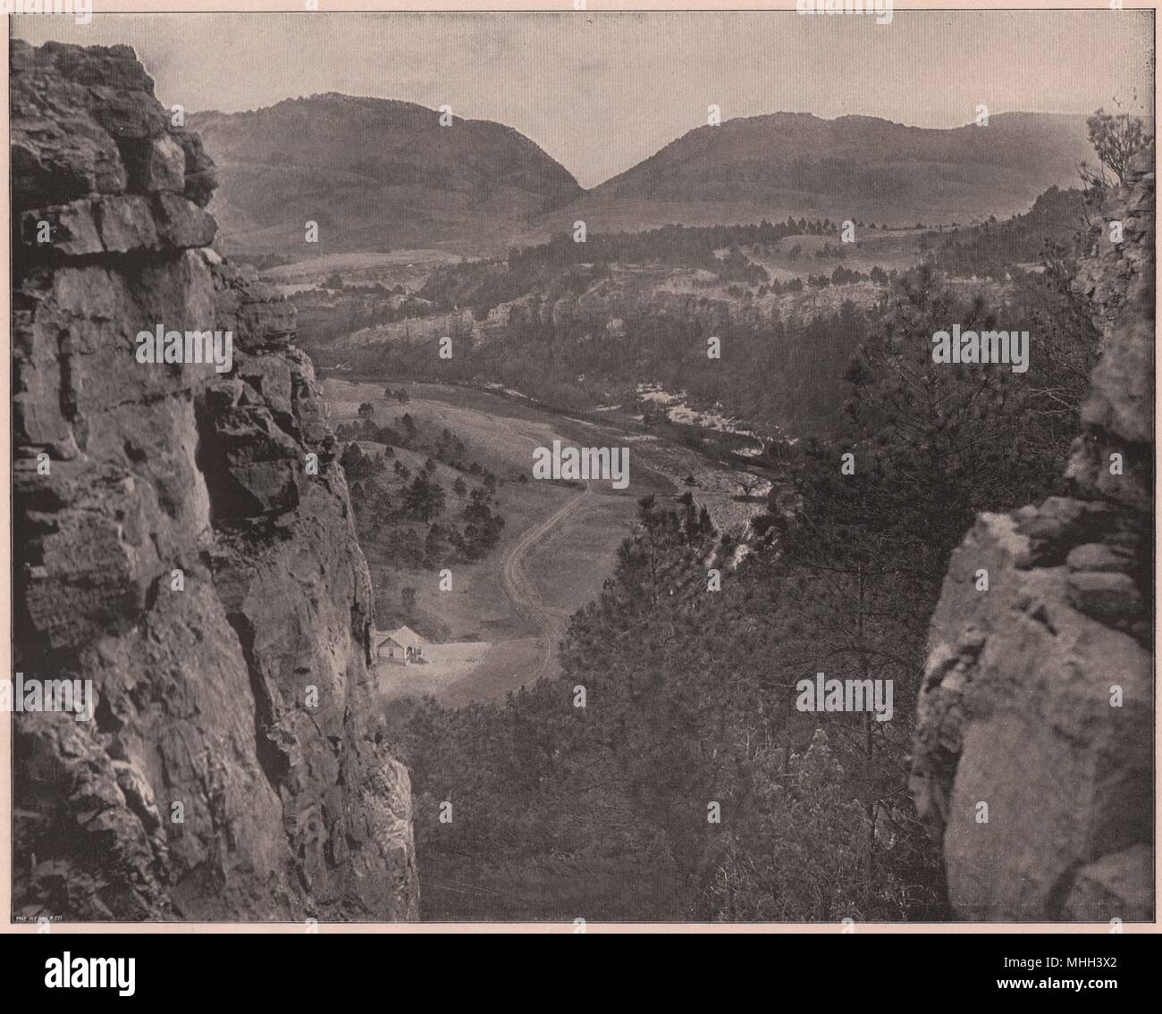 Echo Canyon, guardando attraverso Sioux pass, Hot Springs, Dakota Foto Stock