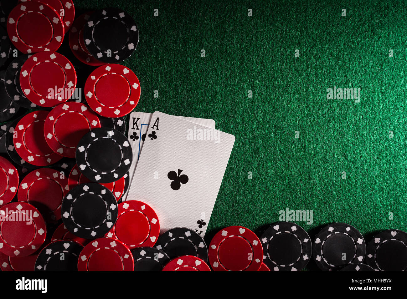 Mani di Poker e Black Jack mani di carte con spazio nel telaio per copia. Foto Stock