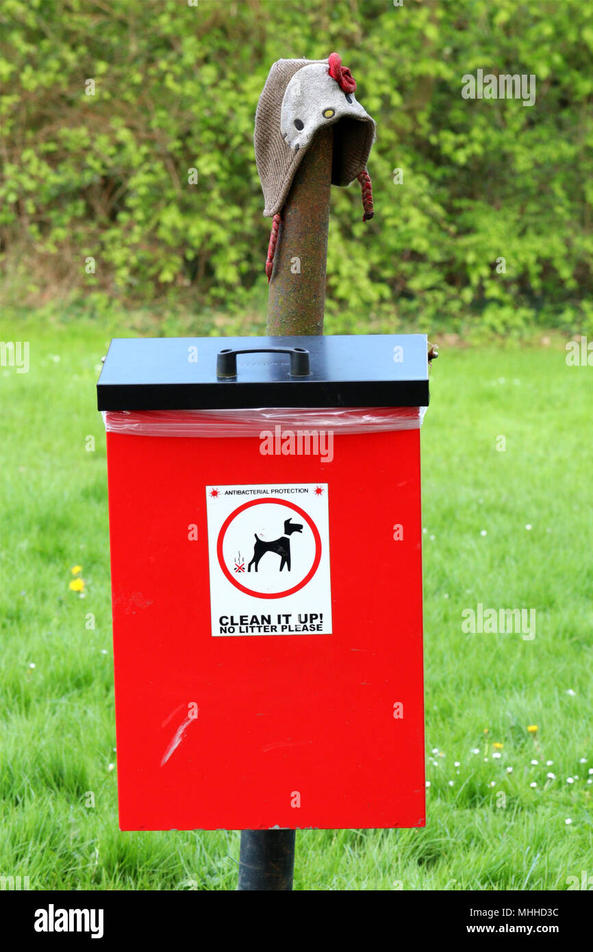 Dog Poo bin in una comunità del parco Foto Stock