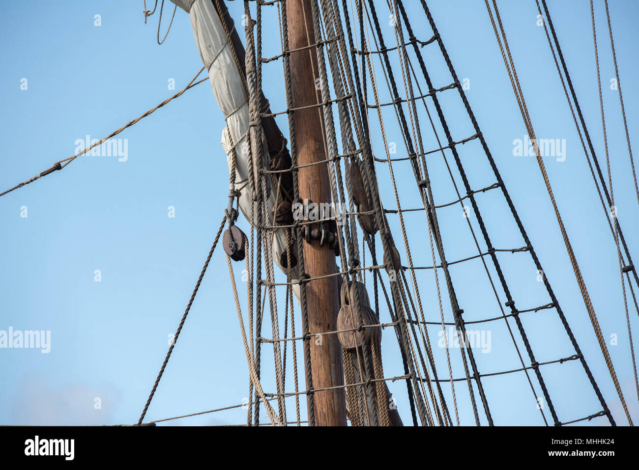 Vecchia nave nave a vela dettaglio chiudere fino Foto Stock