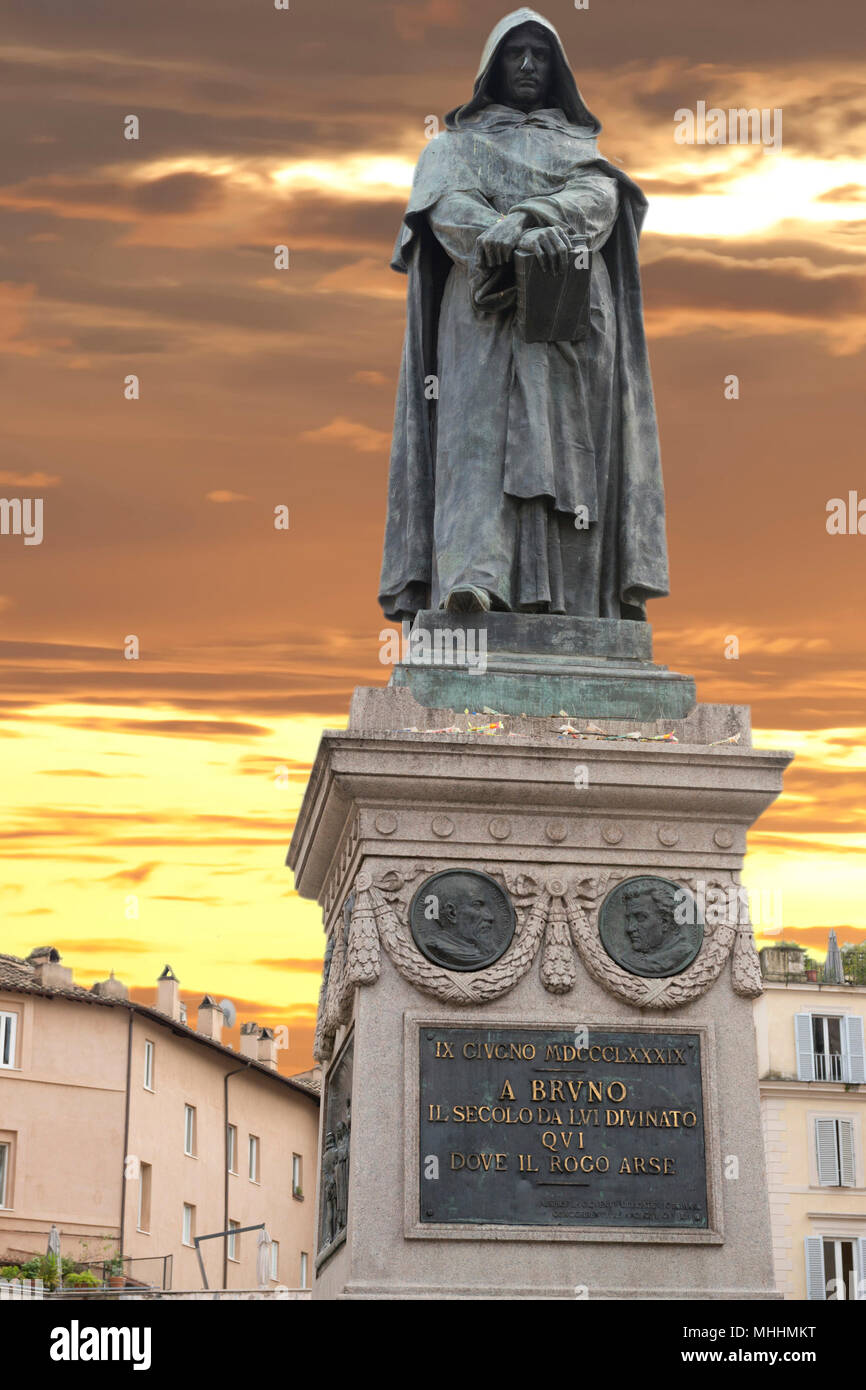 Giordano Bruno statua in Roma Foto Stock