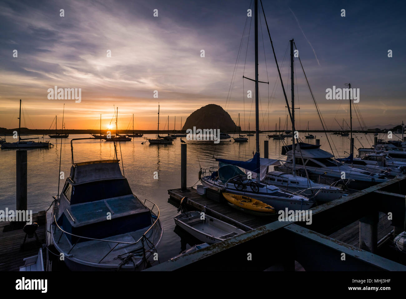 Morro Rock, Morro Bay, California Foto Stock