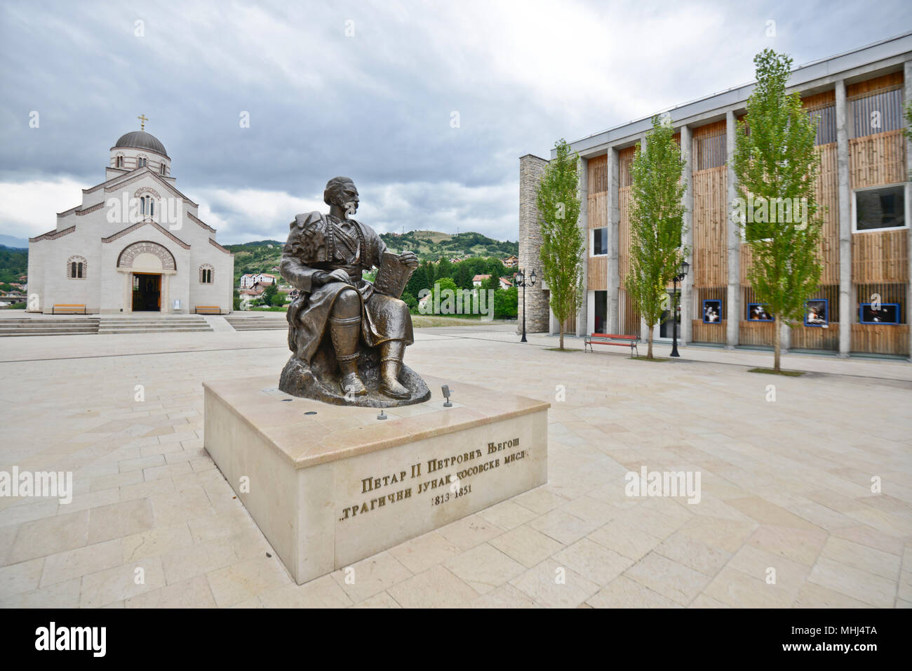 Petar II Petrović Njegoš-monumento in Andricgrad, Visegrad, Bosnia Erzegovina Foto Stock