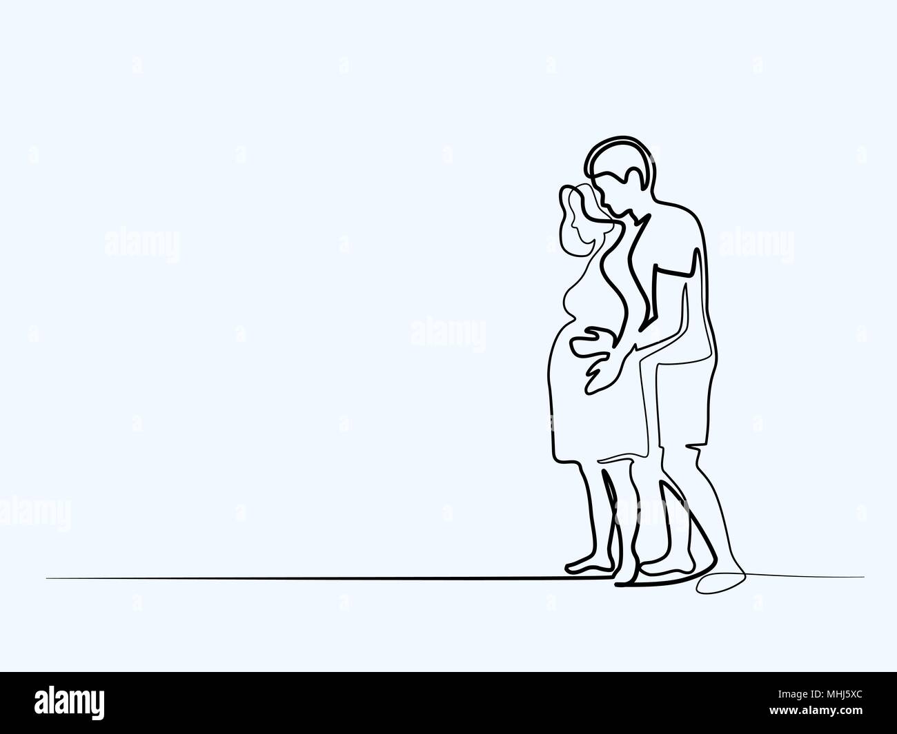 Felice la donna incinta con il marito Illustrazione Vettoriale