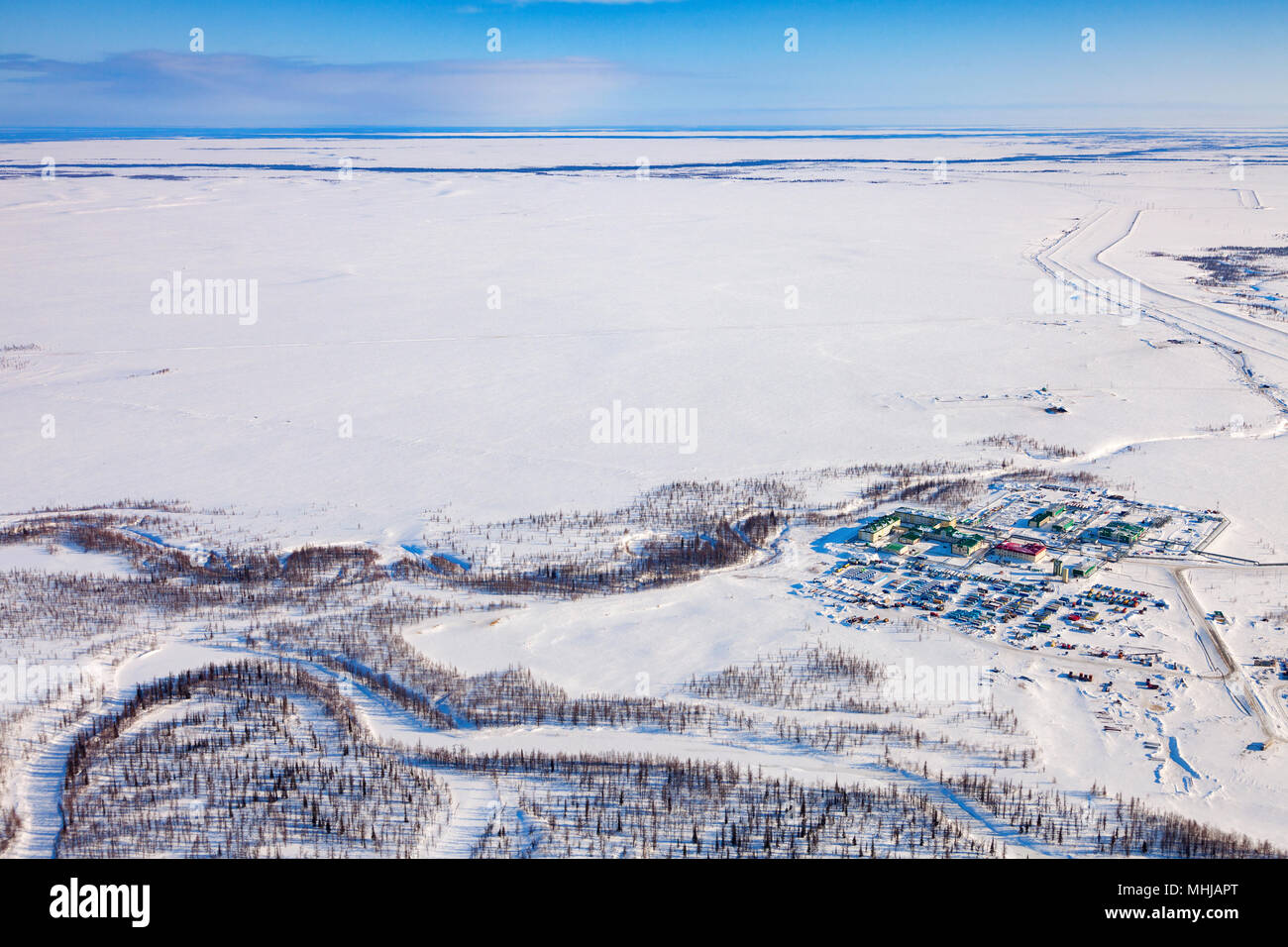 Oilman's village di Yamal, Vista panoramica Foto Stock