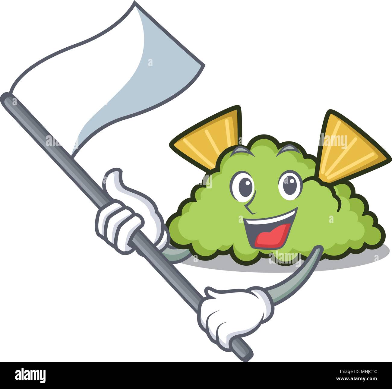 Con bandiera guacamole mascotte stile cartone animato Illustrazione Vettoriale