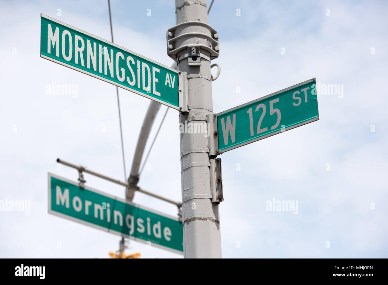 Green new york street segno: Morningside Drive e 125 Foto Stock