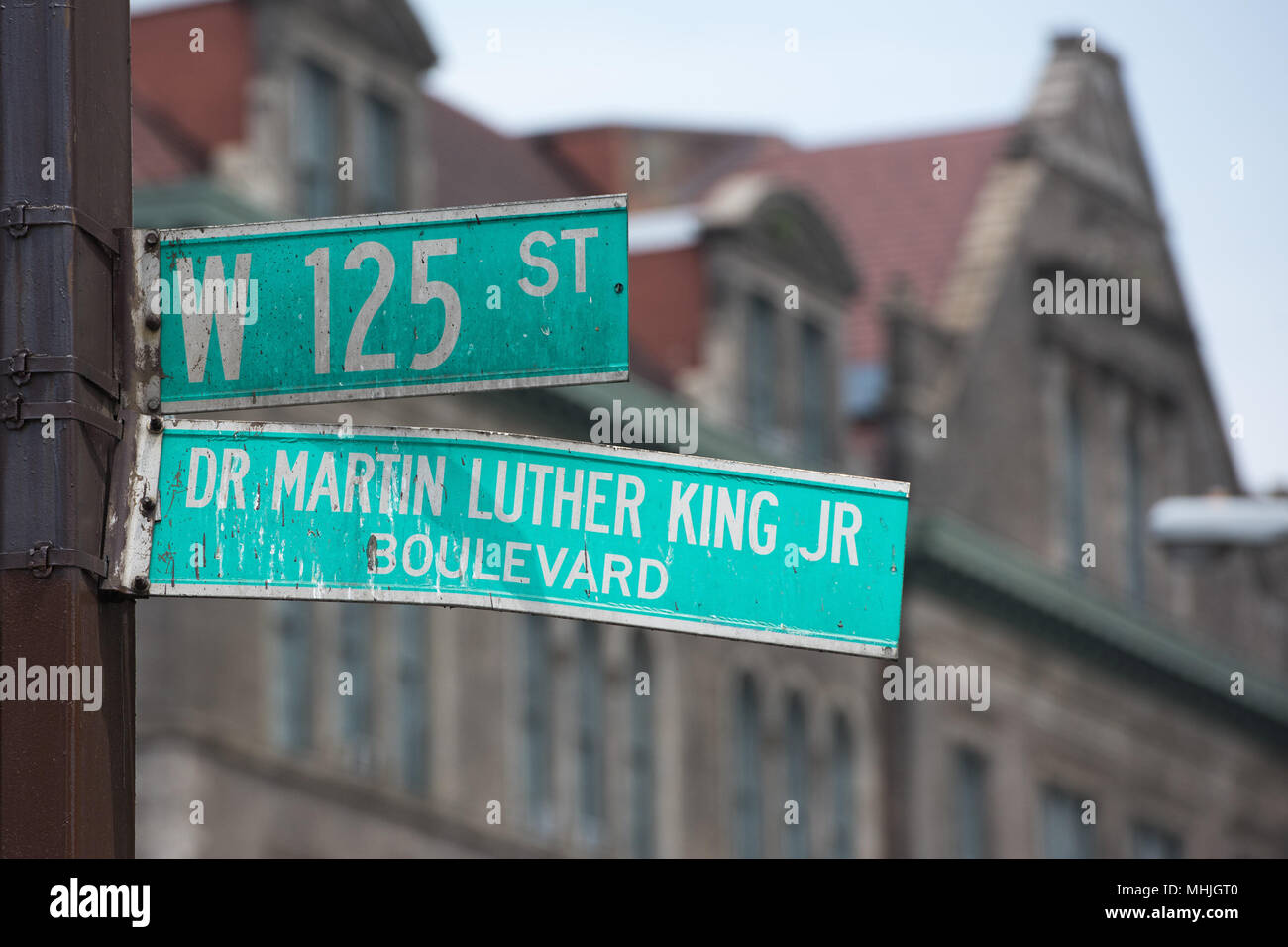 Green new york street segno: 125 W e Martin Luther King Foto Stock