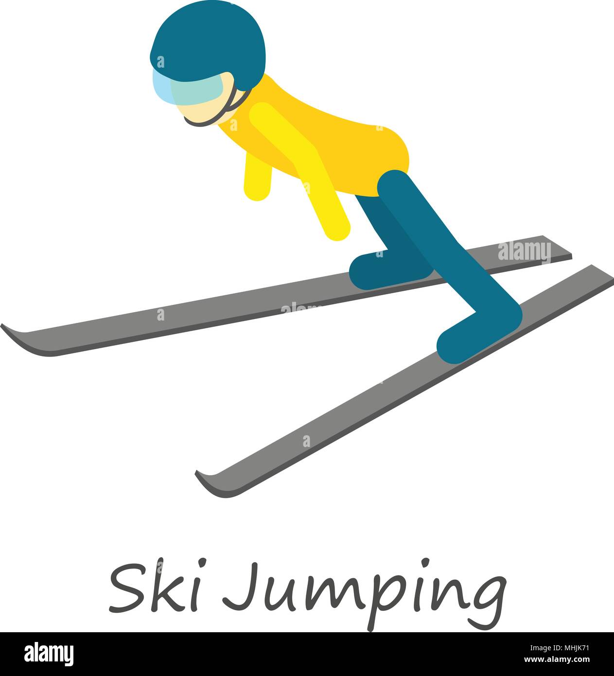 Ski Jumping Icona, stile isometrico Illustrazione Vettoriale
