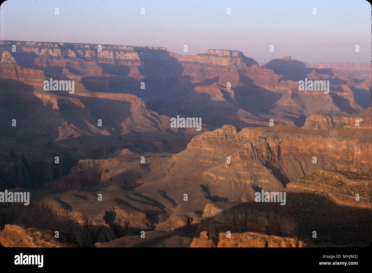 Tramonto evidenzia le caratteristiche del Grand Canyon come si vede dal punto Pima. Foto Stock