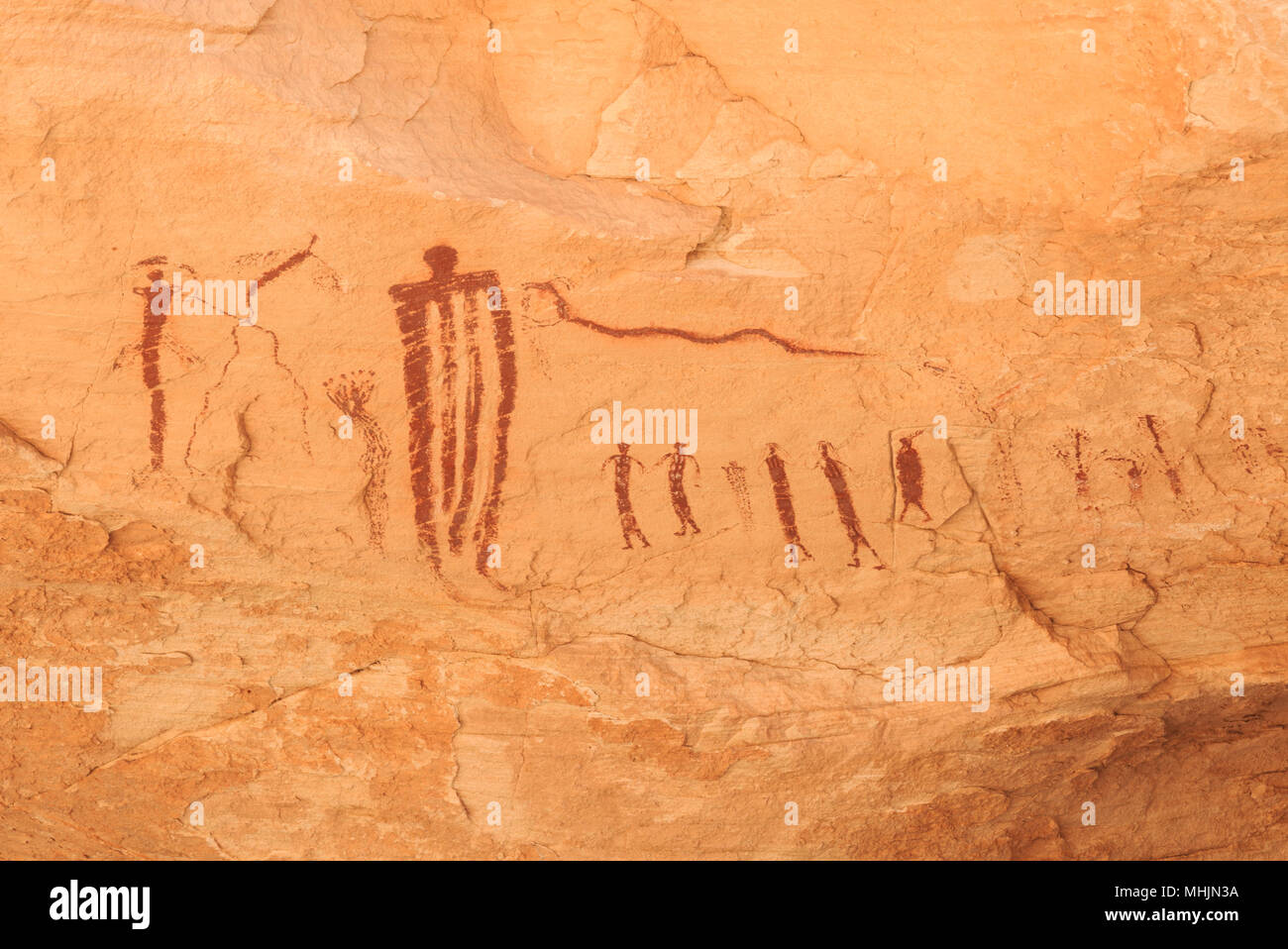 Pittogrammi su una parete a strapiombo nel cavallo selvaggio canyon vicino a hanksville, Utah Foto Stock