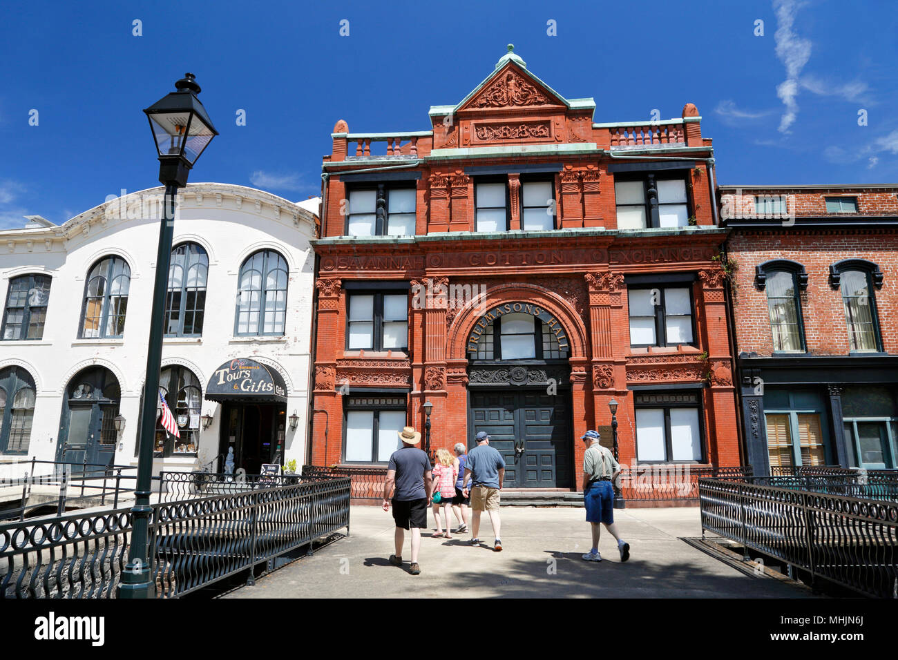 Savannah in Georgia. Fattori di riga o di fattori a piedi e il centro storico. Foto Stock