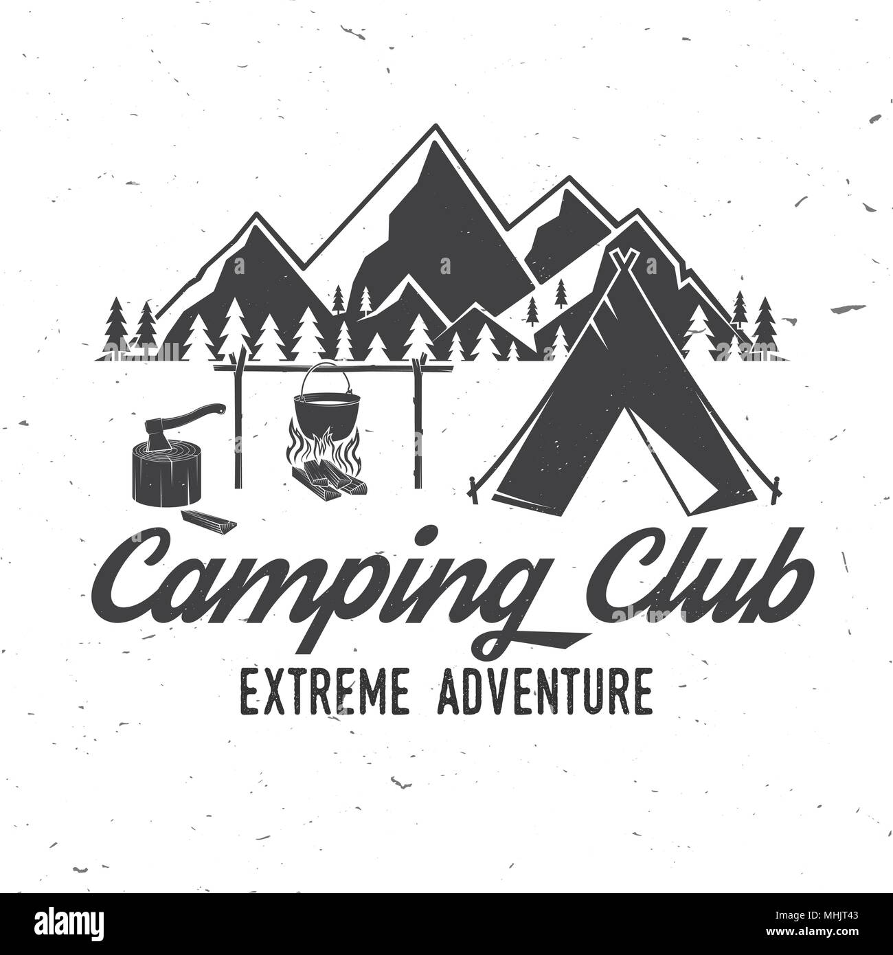 Camping avventura estrema . Illustrazione Vettoriale. Illustrazione Vettoriale