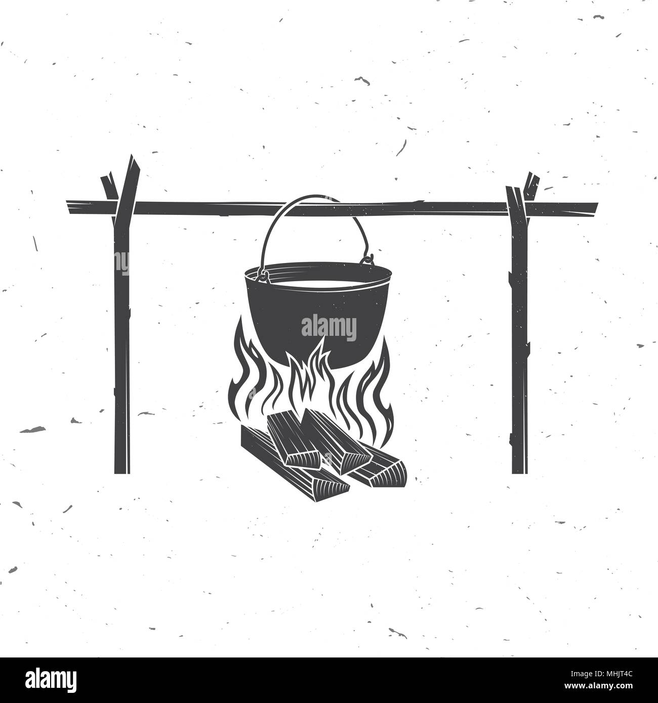 Pentola sul fuoco silhouette. Illustrazione Vettoriale. Illustrazione Vettoriale