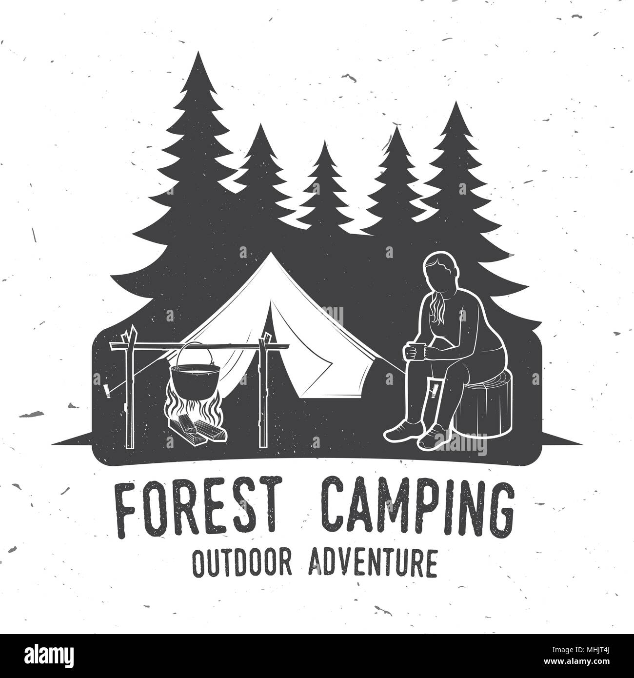 Camping avventura estrema . Illustrazione Vettoriale. Illustrazione Vettoriale