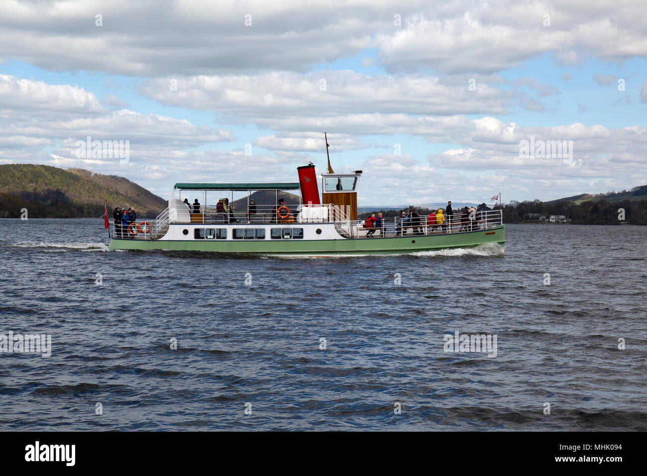 La MV Western Belle, un Ullswater caldaia a vapore nel Parco nazionale del Lake District in Inghilterra. Costruito nel 1935. Foto Stock