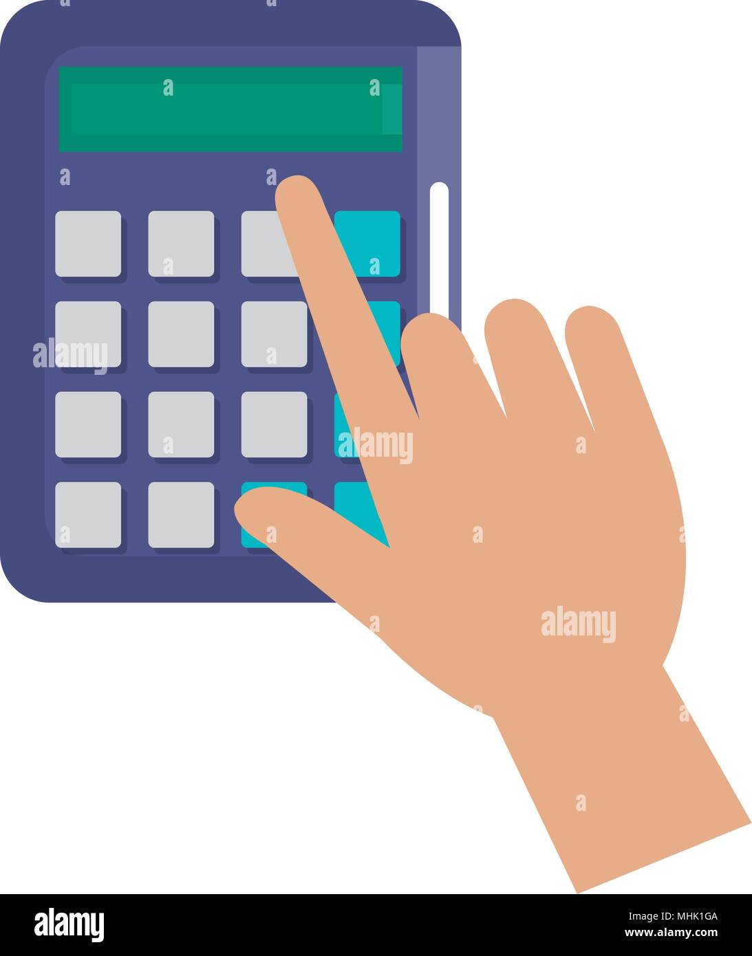 Mano utilizzando la calcolatrice matematica la icona di dispositivo Illustrazione Vettoriale