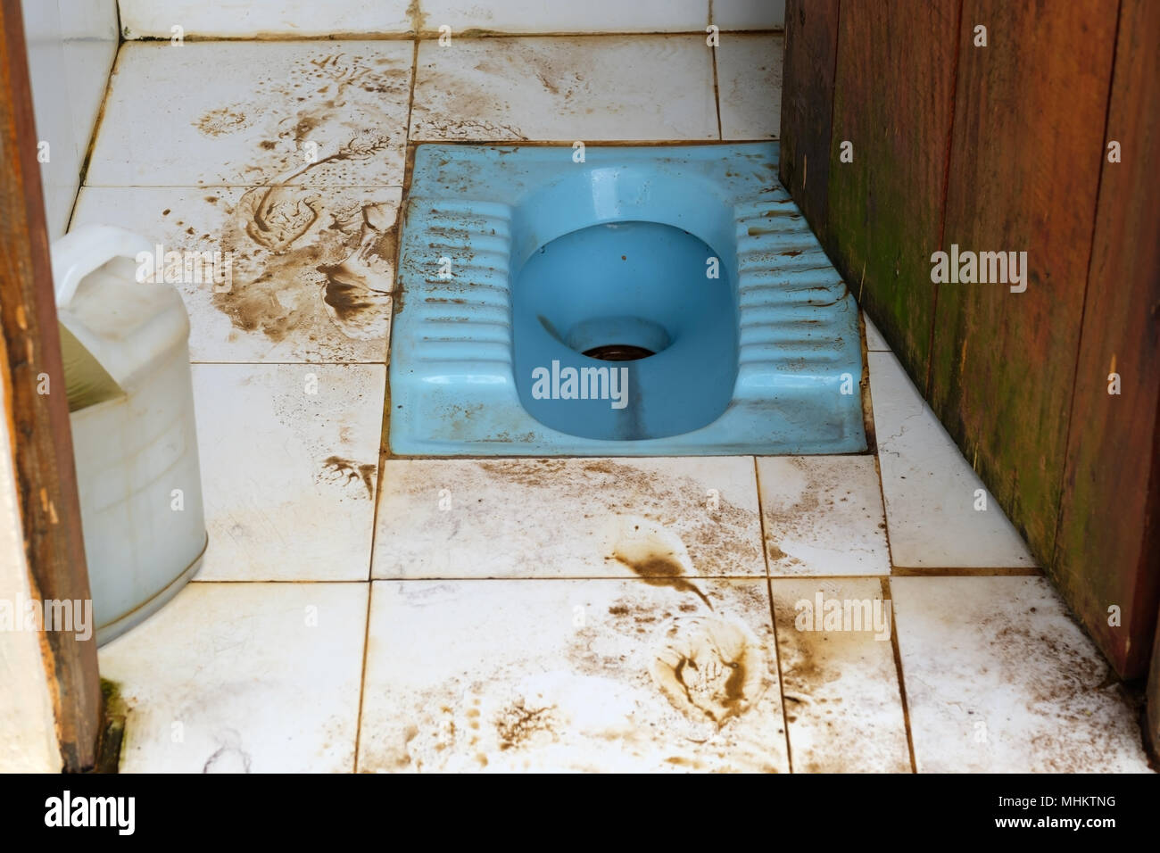 Squat pubblici servizi igienici in Sri Lanka. Foto Stock