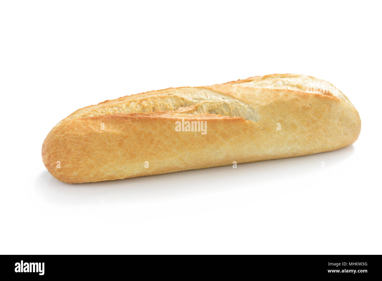 Il francese mini baguette isolati su sfondo bianco in close-up Foto Stock
