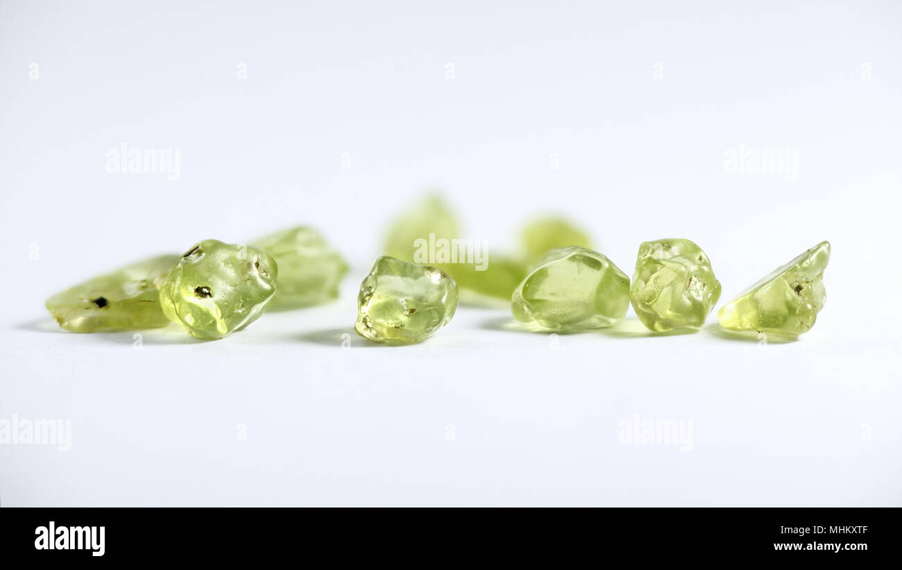 Qualità gemma olivina chiamato peridoto, da Lanzarote, Isole Canarie Foto Stock