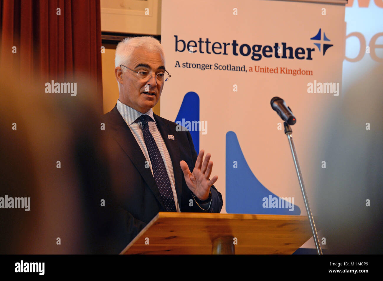 Alistair Darling il road show in Shetland durante il suo tour del Regno Unito durante la campagna Better Together Foto Stock