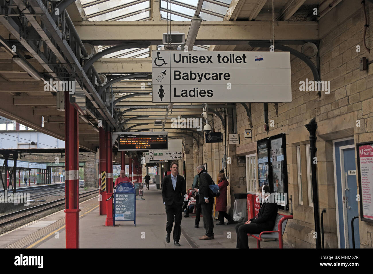 Lancaster stazione ferroviaria, Unisex WC,Babycare,Ladies strutture, Lancashire, Inghilterra, Regno Unito Foto Stock