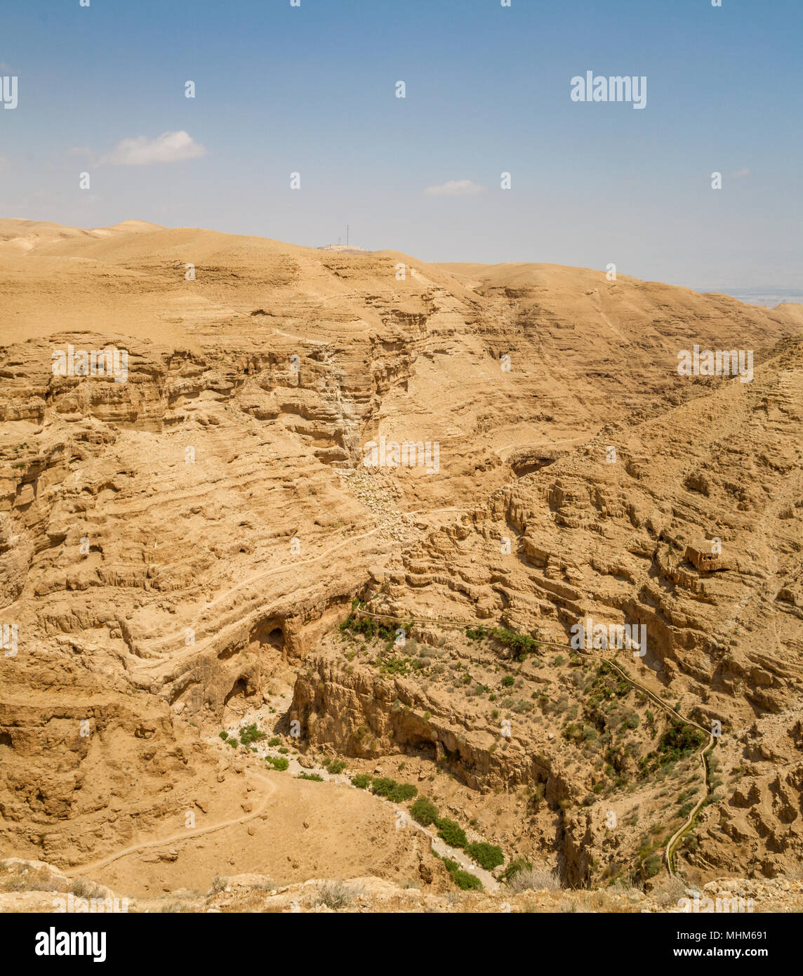 Canyon vicino al monastero di San Giorgio di Choziba Judaean nel deserto in Terra Santa, Israele Foto Stock