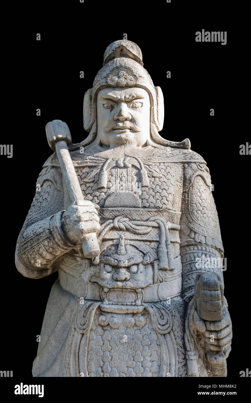 Un ufficiale militare statua di pietra in modo Dio le Tombe dei Ming, Pechino.Le tombe Ming sono le tombe dei tredici imperatori della dinastia Ming in Cina Foto Stock Un ufficiale militare statua di pietra in modo Dio le Tombe dei Ming, Pechino.Le tombe Ming sono le tombe dei tredici imperatori della dinastia Ming in Cina Foto Stock